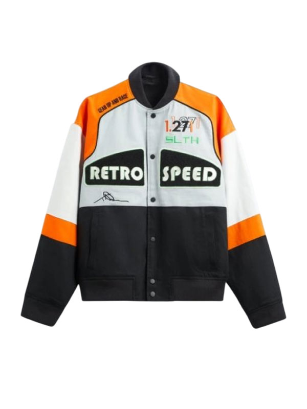 Retro Speed Color Block Racing Cotton Jacket