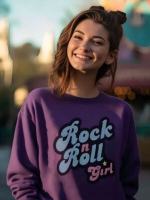 Rock N Roll Girl Purple Pullover Sweatshirt