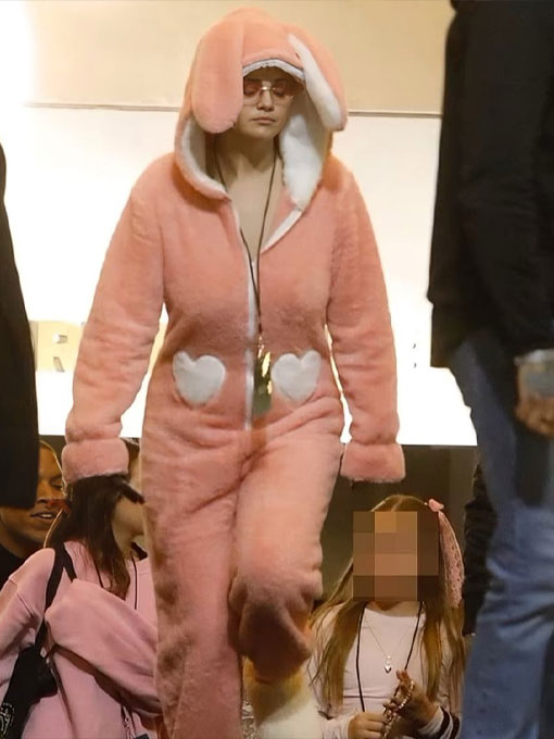 Selena Gomez Pink Zipper Bunny Onesie
