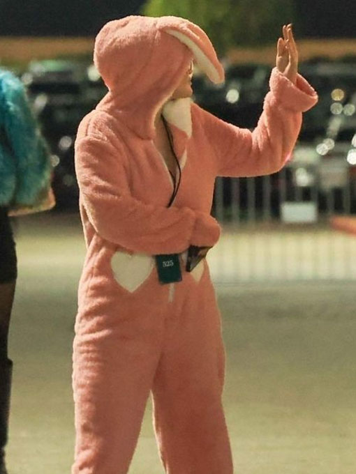 Selena Gomez Pink Zipper Bunny Onesie
