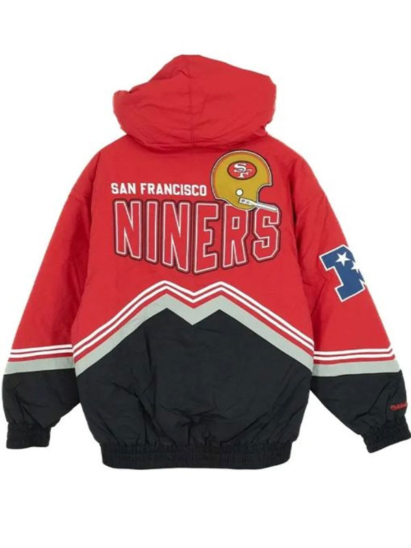 SF 49ers Throw It Back NFL Retro Red Hooded Jacket