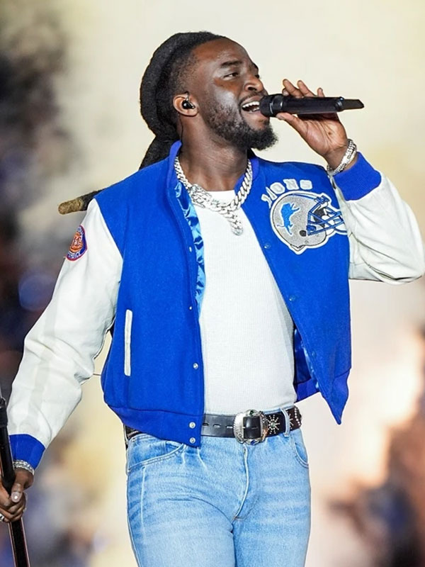 Shaboozey Detroit Lions Letterman Wool Varsity Jacket