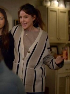 Shrinking S02 Christa Miller Striped Grey Fleece Cardigan