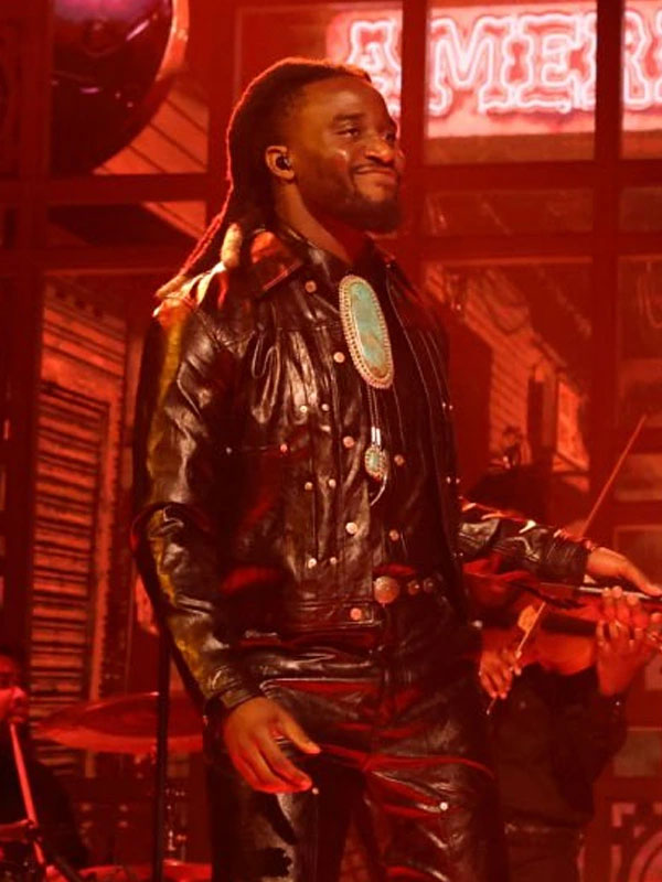 SNL 2024 Shaboozey Black Leather Jacket