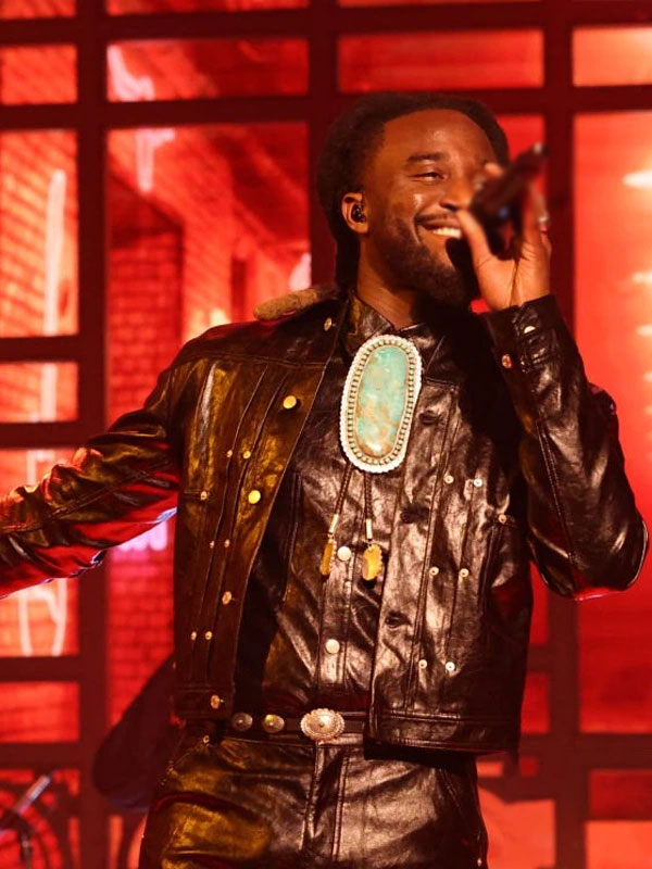 SNL 2024 Shaboozey Black Leather Jacket