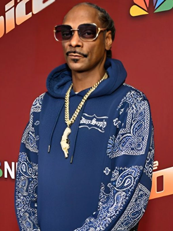 Snoop Dogg The Voice Paisley Print Blue Pullover Hoodie