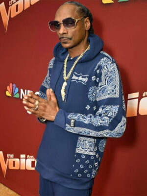 Snoop Dogg The Voice Paisley Print Blue Pullover Hoodie