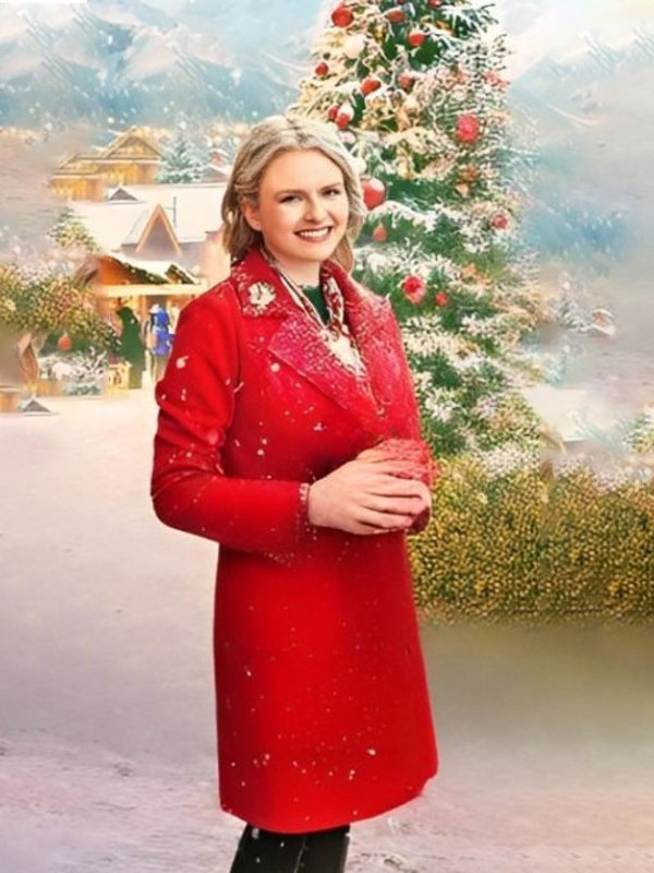 Snowy with a Chance of Christmas Andrea Brooks Red Wool Coat