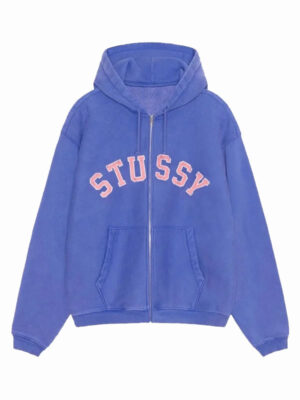Stussy Faded Graphic Blue Zipper Hoodie