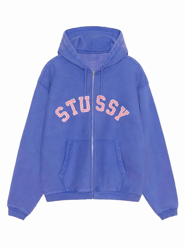Stussy Faded Graphic Blue Zipper Hoodie