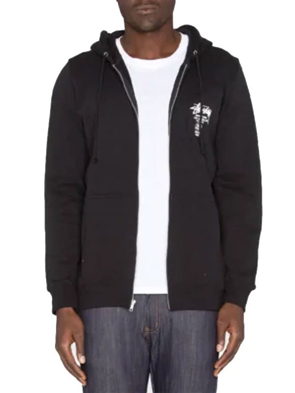 Stussy World Tour Black Zipper Hoodie