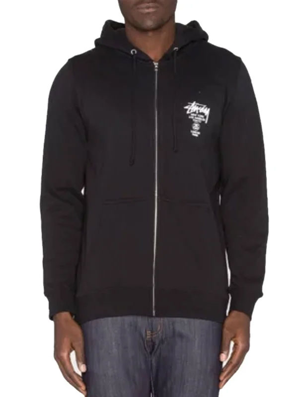 Stussy World Tour Black Zipper Hoodie
