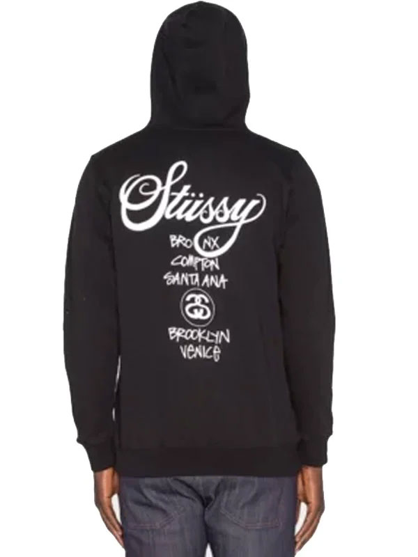 Stussy World Tour Black Zipper Hoodie