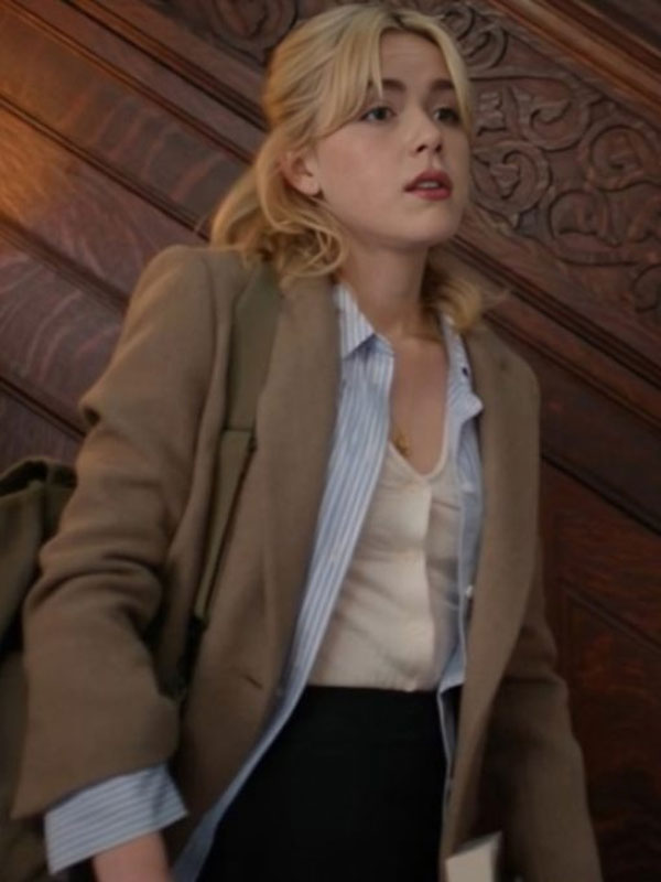 Sweethearts 2024 Kiernan Shipka Beige Coat