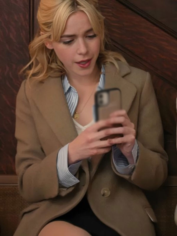 Sweethearts 2024 Kiernan Shipka Beige Coat