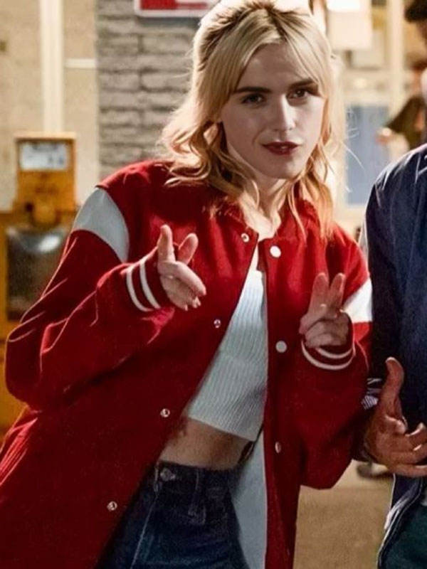 Sweethearts Kiernan Shipka Red Wool Varsity Jacket