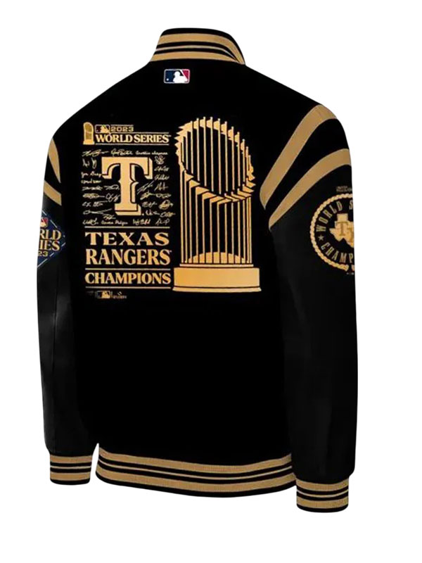Texas Rangers Champions Black Wool Varsity Jacket