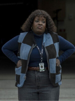 The Franchise 2024 Lolly Adefope Blue Zipper Check Vest