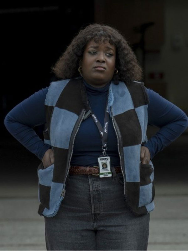 The Franchise 2024 Lolly Adefope Blue Zipper Check Vest