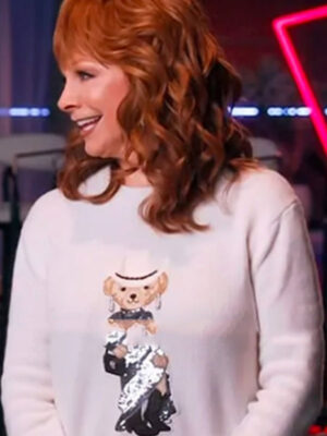 The Voice S26 Reba McEntire Bear White Fleece Sweater