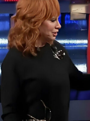 The Voice S26 Reba McEntire Black Bird Embellished Fleece Sweater