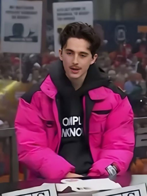 Timothee Chalamet Pink Puffer Jacket