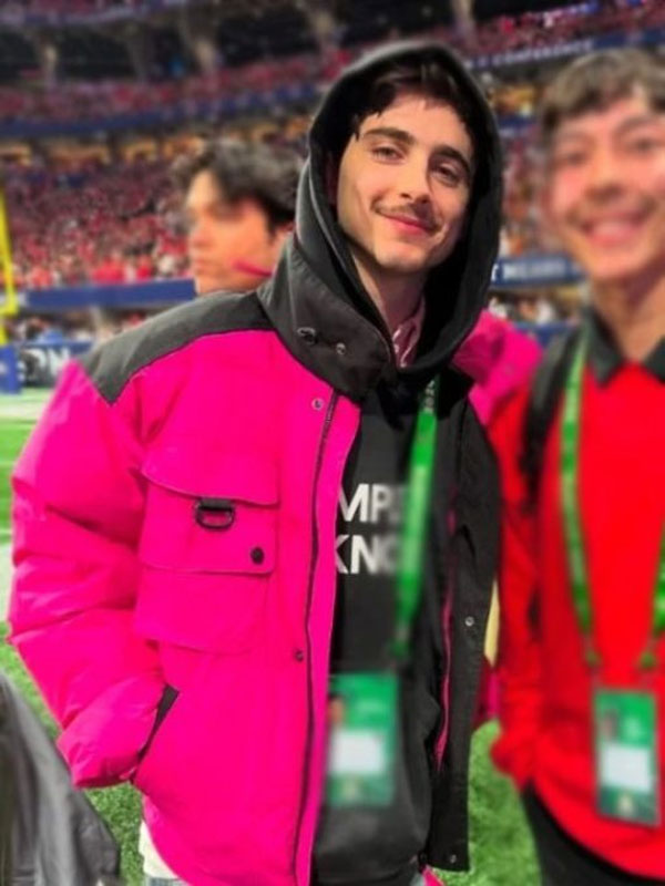 Timothee Chalamet Pink Puffer Jacket