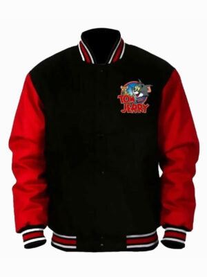 Tom and Jerry Red and Black Letterman Varsity Jacket