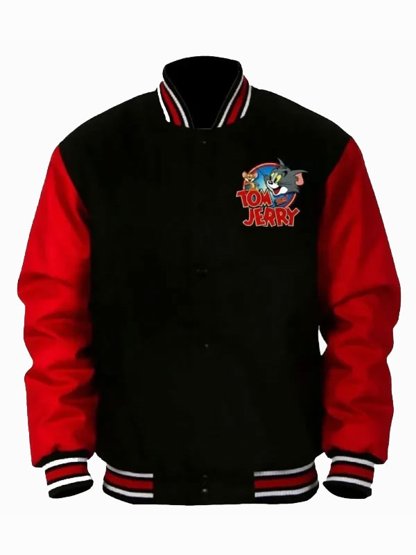 Tom and Jerry Red and Black Letterman Varsity Jacket