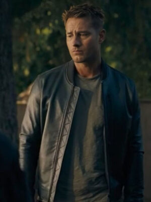 Tracker Justin Hartley Black Leather Bomber Jacket