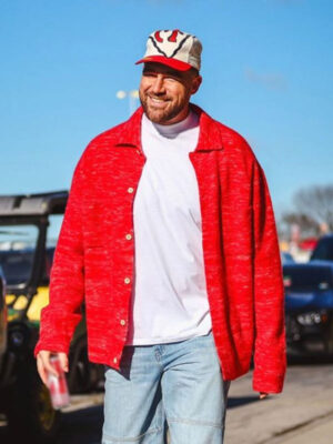 Travis Kelce Chiefs Game Red Quality Cardigan