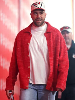 travis-kelce-chiefs-game-red-quality-cardigan