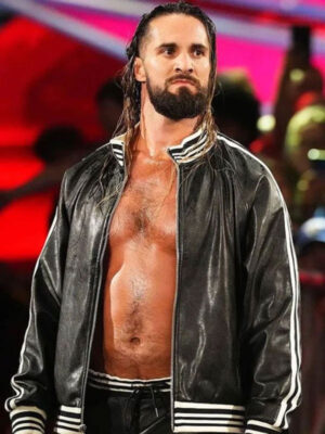 WWE Monday Night Raw 2024 Seth Rollins Black Leather Jacket