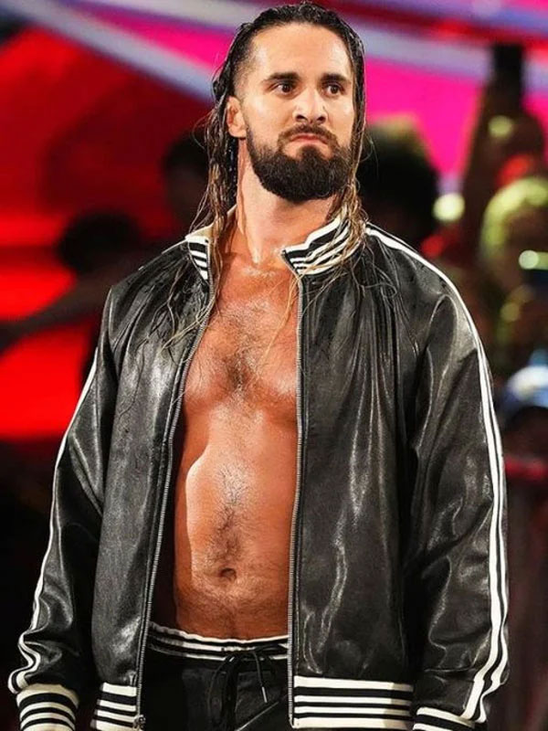 WWE Monday Night Raw 2024 Seth Rollins Black Leather Jacket