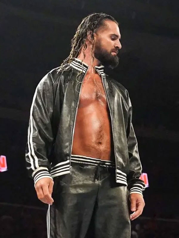 WWE Monday Night Raw 2024 Seth Rollins Black Leather Jacket