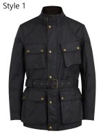 Belstaff Waxed Black Motorcycle Cotton Jacket