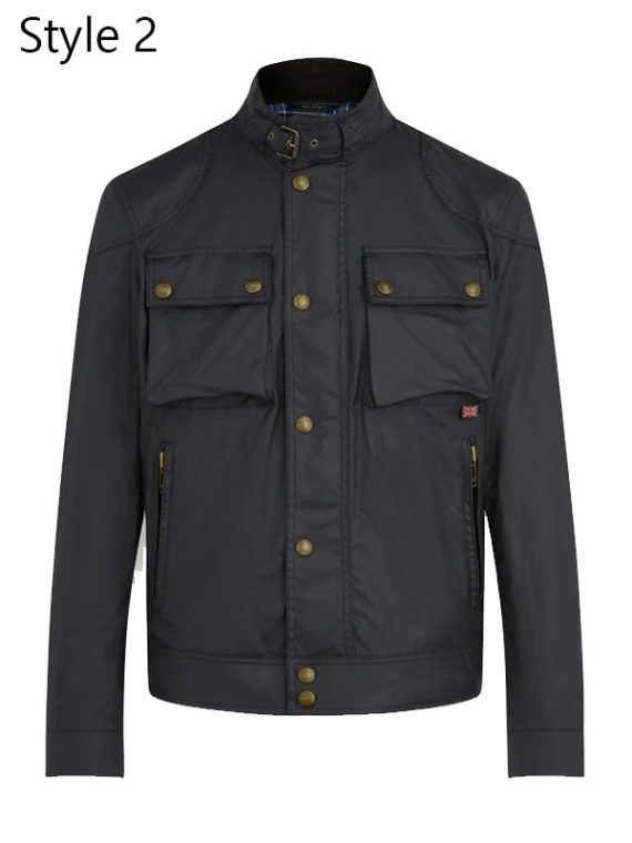 Belstaff Waxed Black Motorcycle Cotton Jacket