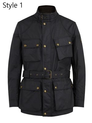 Belstaff Waxed Black Motorcycle Cotton Jacket
