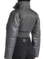 Manière De Voir Cropped Puffer Leather Jacket
