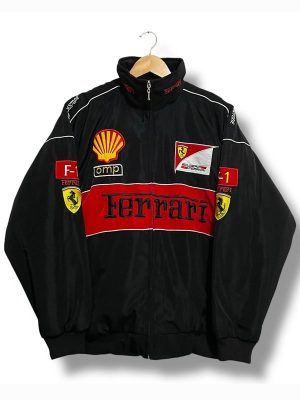 Scuderia Ferrari F1 Racing Black And Red Polyester Jacket