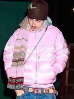 Timothee Chalamet Telfar Pink Puffer Jacket
