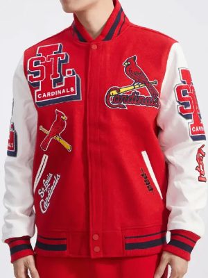 St. Louis Cardinal Mash Up Red White Varsity Jacket