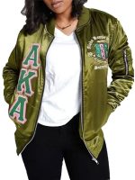 AKA Green Bomber Satin Jacket