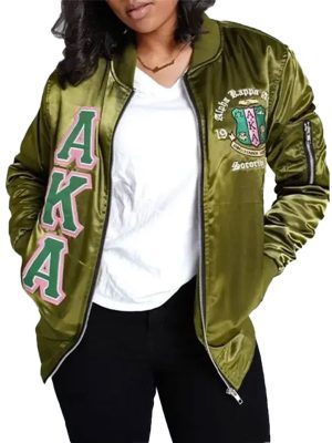 AKA Green Bomber Satin Jacket