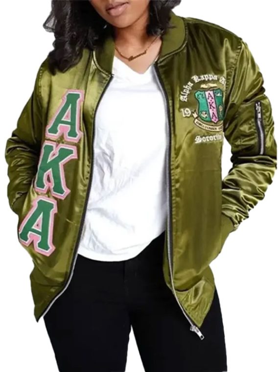 AKA Green Bomber Satin Jacket
