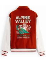 All Day Ski 80 Alpine Valley Red White Varsity Jacket