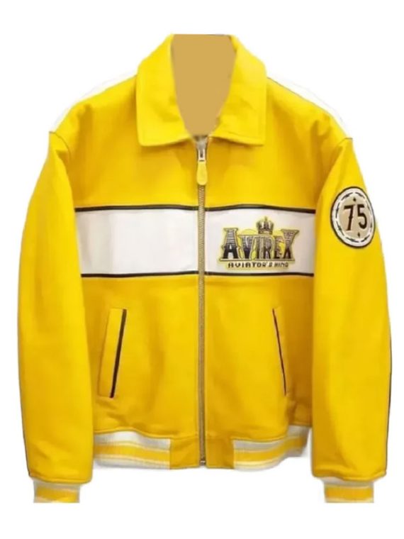 Aviator King 75 Flight Yellow Varsity Bomber Jacket