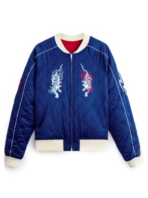Azuki Twin Tigers Reversible Blue Bomber Jacket