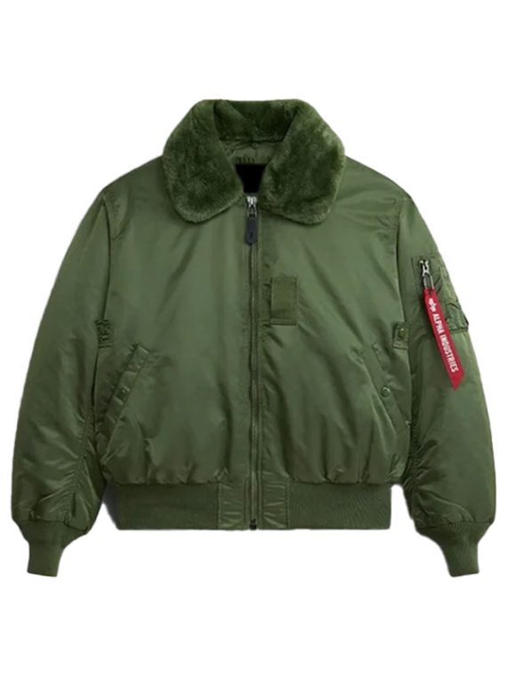 B-15 Green Satin Bomber Jacket