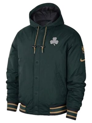 Boston Celtics Green Bomber Hooded Jacket